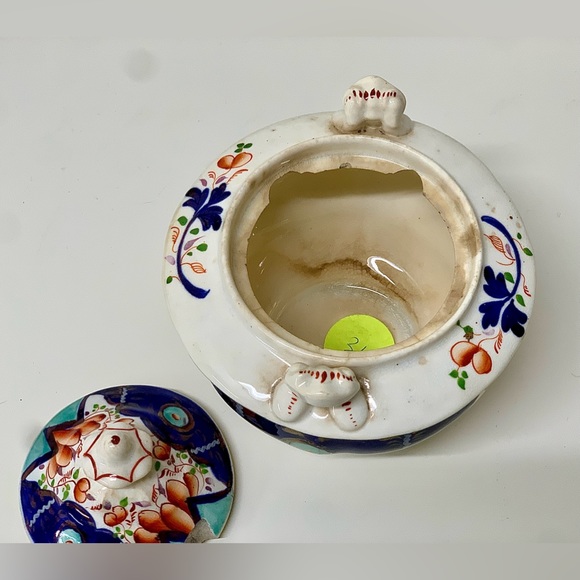 19th Century Antique Gaudy Welsh Unrecorded Pattern Finial Lidded Sugar Bowl - Picture 10 of 15